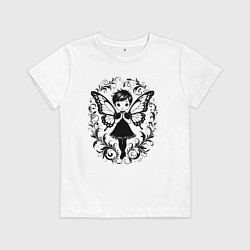 Футболка хлопковая детская Фея в орнаменте, цвет: белый