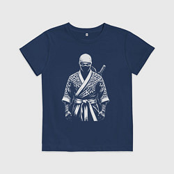Футболка хлопковая детская Ниндзя в этническом халате, цвет: тёмно-синий