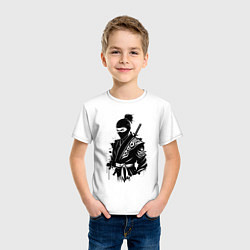 Футболка хлопковая детская Черный ниндзя, цвет: белый — фото 2