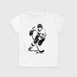 Футболка хлопковая детская Аниме хоккеист в атаке, цвет: белый