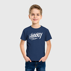 Футболка хлопковая детская Хоккей с шайбой, цвет: тёмно-синий — фото 2