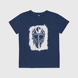 Футболка хлопковая детская Вратарская маска в белом квадрате, цвет: тёмно-синий
