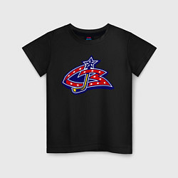 Футболка хлопковая детская HC Columbus Blue Jackets, цвет: черный