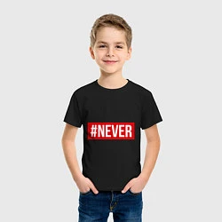 Футболка хлопковая детская #NEVER, цвет: черный — фото 2