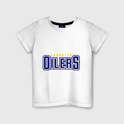 Футболка хлопковая детская HC Edmonton Oilers Sign, цвет: белый