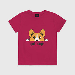 Футболка хлопковая детская Got Corgi, цвет: маджента