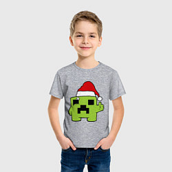 Футболка хлопковая детская Minecraft: New Year, цвет: меланж — фото 2