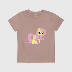 Футболка хлопковая детская Пони пегас Флаттершай, цвет: пыльно-розовый