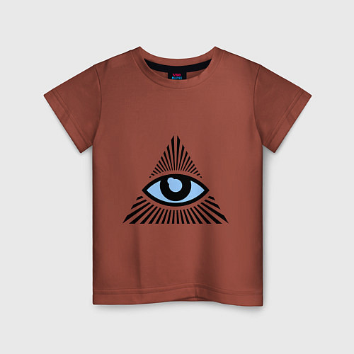 Детская футболка Всевидящее око (глаз в треугольнике) / Кирпичный – фото 1