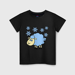 Футболка хлопковая детская Овечка и снег, цвет: черный