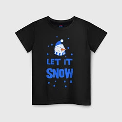 Футболка хлопковая детская Снеговик Let it snow, цвет: черный