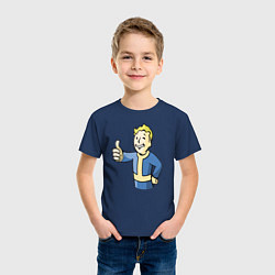 Футболка хлопковая детская Fallout vault boy, цвет: тёмно-синий — фото 2