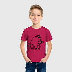 Футболка хлопковая детская Pig, цвет: маджента — фото 2