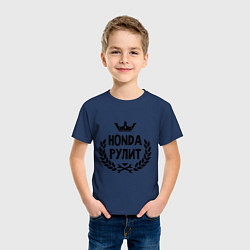 Футболка хлопковая детская Хонда рулит, цвет: тёмно-синий — фото 2