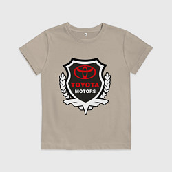 Футболка хлопковая детская Тойота моторс герб, цвет: миндальный
