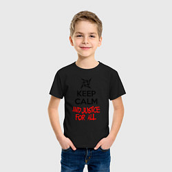 Футболка хлопковая детская Keep Calm & Justice For All, цвет: черный — фото 2