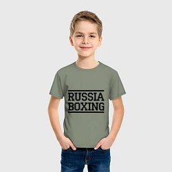 Футболка хлопковая детская Russia boxing, цвет: авокадо — фото 2