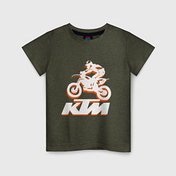 Футболка хлопковая детская KTM белый, цвет: меланж-хаки