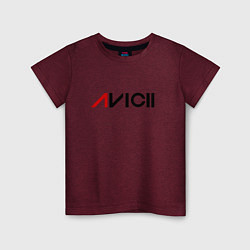 Футболка хлопковая детская Avicii цвета меланж-бордовый — фото 1