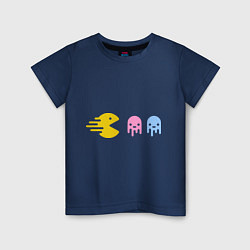 Футболка хлопковая детская Pac-Man: Fast Eat, цвет: тёмно-синий