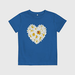 Футболка хлопковая детская Цветущее сердце, цвет: синий