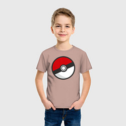 Футболка хлопковая детская Pokeball, цвет: пыльно-розовый — фото 2