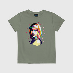 Футболка хлопковая детская Taylor Swift Art, цвет: авокадо