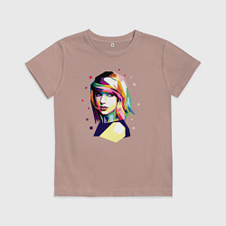 Футболка хлопковая детская Taylor Swift Art, цвет: пыльно-розовый