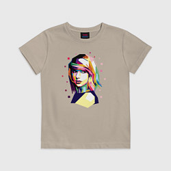 Футболка хлопковая детская Taylor Swift Art, цвет: миндальный