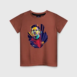 Футболка хлопковая детская Messi Art, цвет: кирпичный