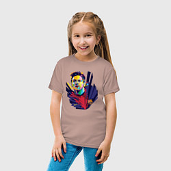 Футболка хлопковая детская Messi Art, цвет: пыльно-розовый — фото 2