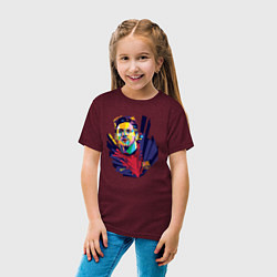 Футболка хлопковая детская Messi Art, цвет: меланж-бордовый — фото 2