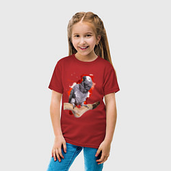 Футболка хлопковая детская Серый попугай, цвет: красный — фото 2