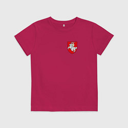 Футболка хлопковая детская Погоня: герб, цвет: маджента