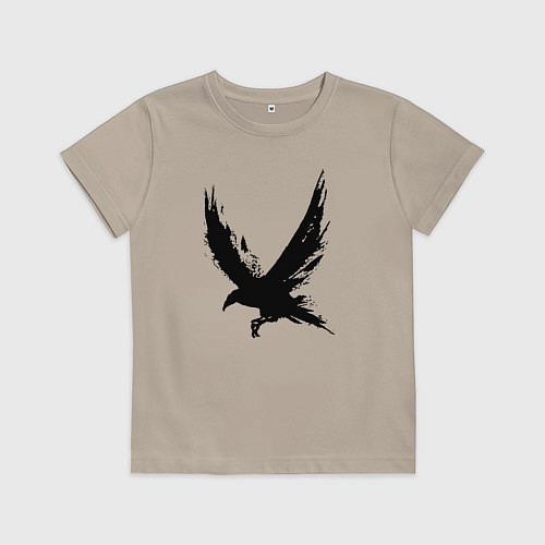 Детская футболка Черный ворон / Миндальный – фото 1