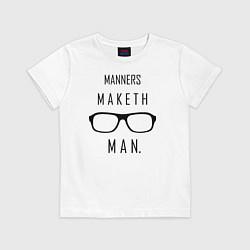 Футболка хлопковая детская Kingsman: Manners maketh man, цвет: белый
