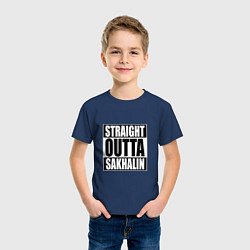 Футболка хлопковая детская Straight Outta Sakhalin, цвет: тёмно-синий — фото 2
