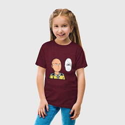 Футболка хлопковая детская One Punch Man: OK, цвет: меланж-бордовый — фото 2