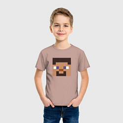 Футболка хлопковая детская Minecraft: Man Face, цвет: пыльно-розовый — фото 2