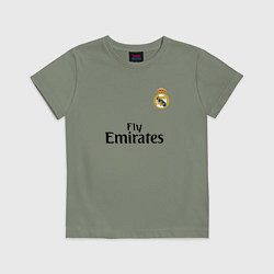 Футболка хлопковая детская Real Madrid: Fly Emirates, цвет: авокадо