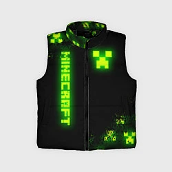 Детский жилет MINECRAFT NEON LOGO CREEPER, цвет: 3D-черный