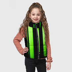 Детский жилет Абстрактные неоновые колбы с кислотой - Зелёный, цвет: 3D-черный — фото 2