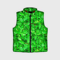 Детский жилет Зелёные листья - текстура, цвет: 3D-красный