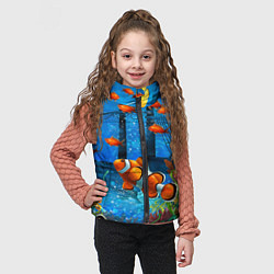 Детский жилет Затонувший корабль в окружении обитателей океана, цвет: 3D-светло-серый — фото 2