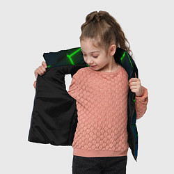 Детский жилет Разлом зеленых неоновых плит - геометрия, цвет: 3D-черный — фото 2