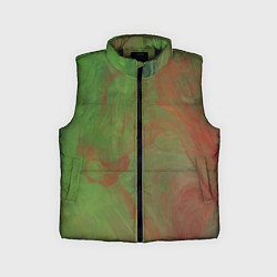 Детский жилет Зелёные и красные волны красок