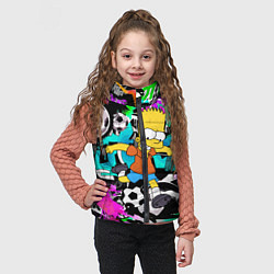 Детский жилет Барт Симпсон - центр-форвард на фоне граффити, цвет: 3D-красный — фото 2