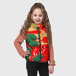 Детский жилет Японский пейзаж на красном, цвет: 3D-черный — фото 2