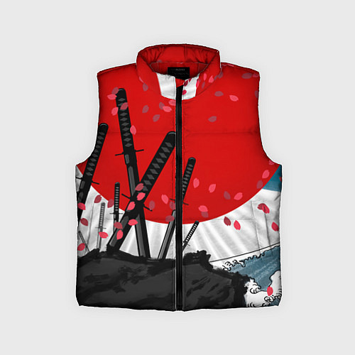 Детский жилет Солнце, волны и катаны / 3D-Красный – фото 1
