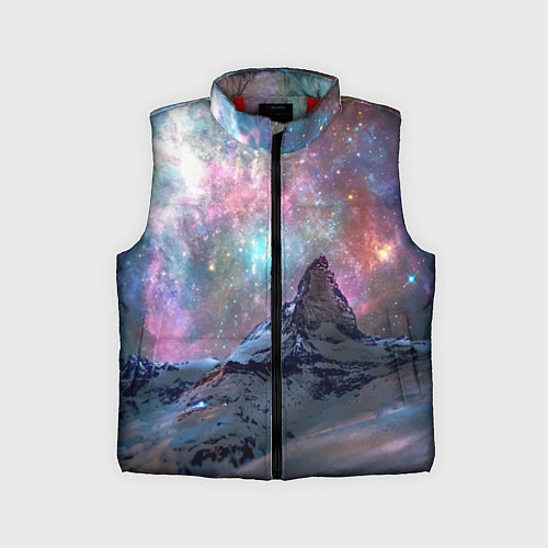 Детский жилет Снежная вершина и бесконечное космическое простран / 3D-Красный – фото 1